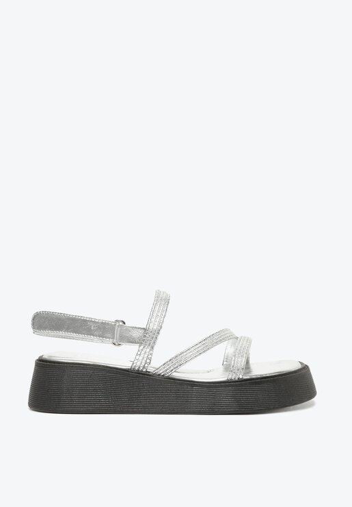 SANDÁLIA PAPETE PRATA SCHUTZ JODY FLATFORM