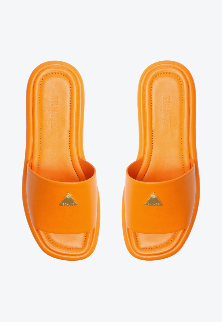 Sandália Plataforma Couro Laranja