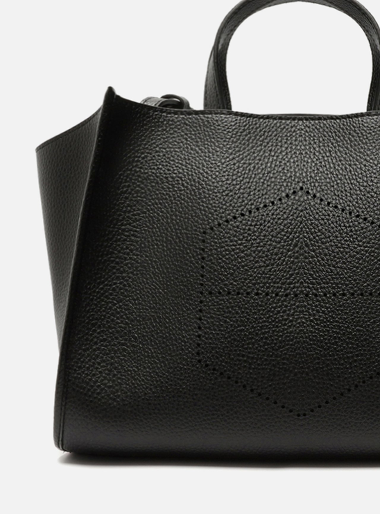 Bolsa Tote Preta Grande Logo Perfurado