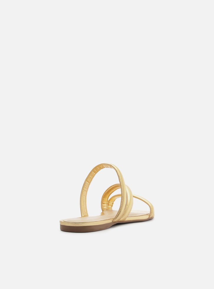 Rasteira Dourada Tiras Duplas