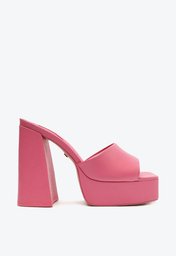 Sandália Meia Pata Rosa Arezzo Couro Bloco Gia