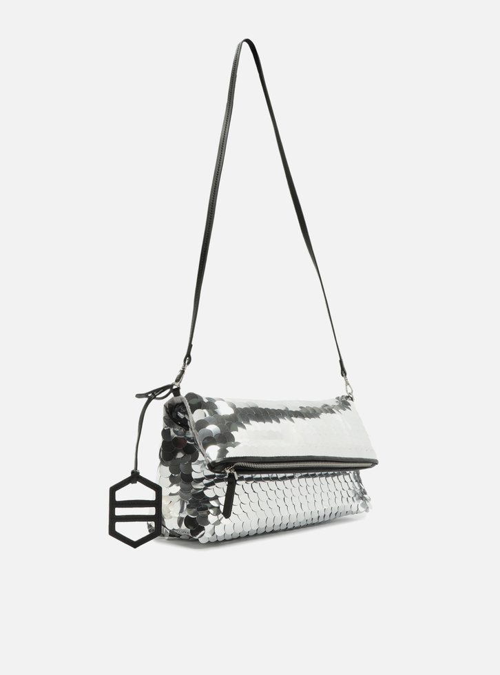 Clutch Prata Arezzo Média Maxi Paetês