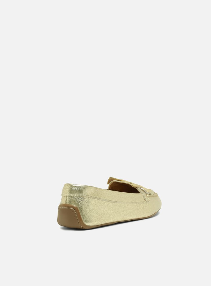 Mocassim Dourado Arezzo Couro Francesca