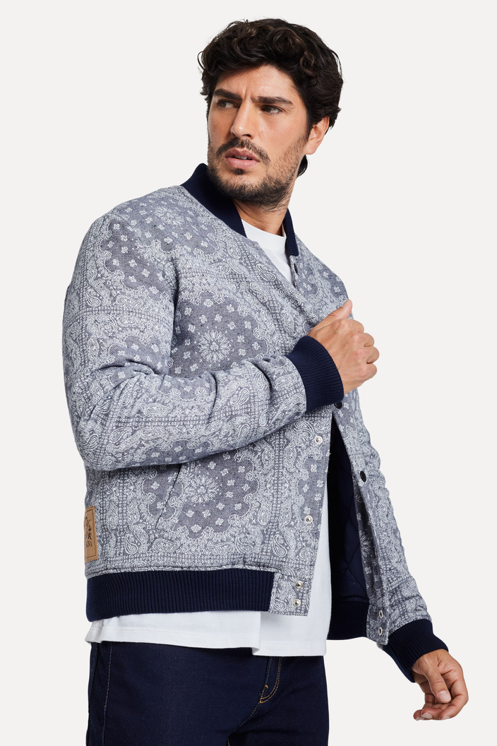 Jaqueta Azul Reserva Bomber Jacquard Bandana