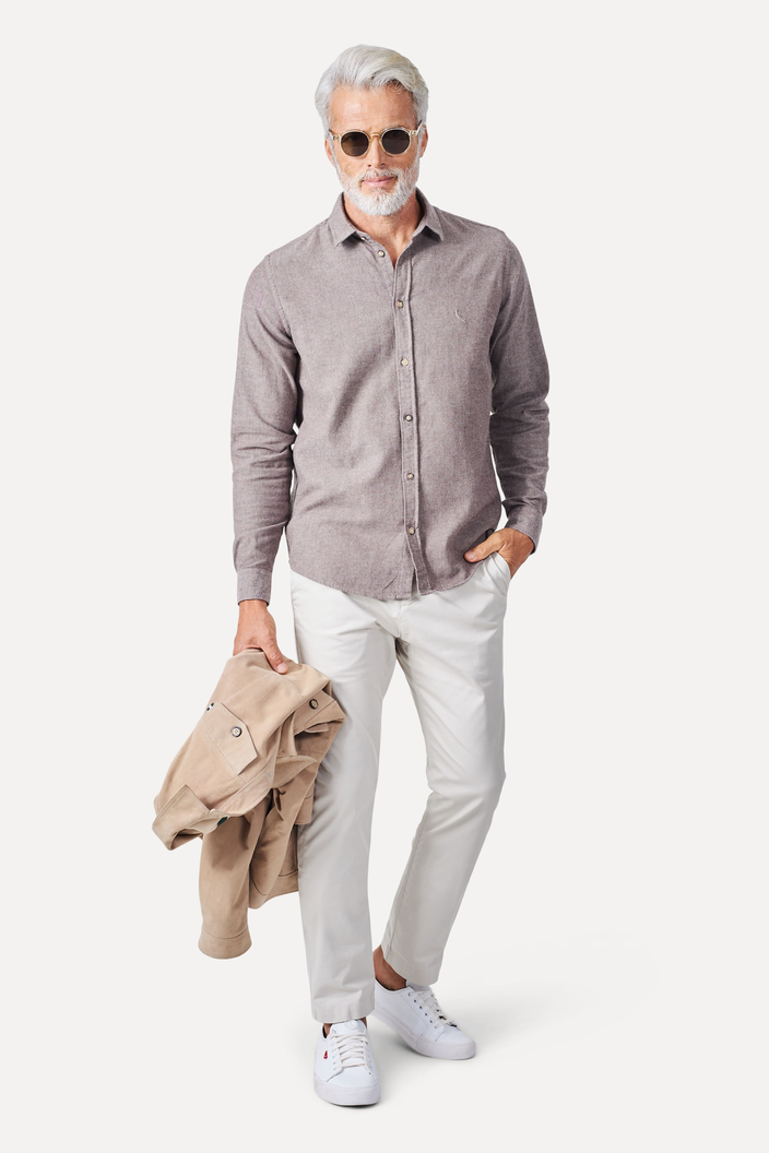 Camisa Bege Reserva Ml Flanela Camp