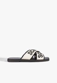 Sandália Rasteira de X Logo Schutz Preta | ZZ MALL