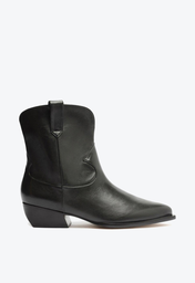 Bota Western Preta Arezzo Couro Cano Curto