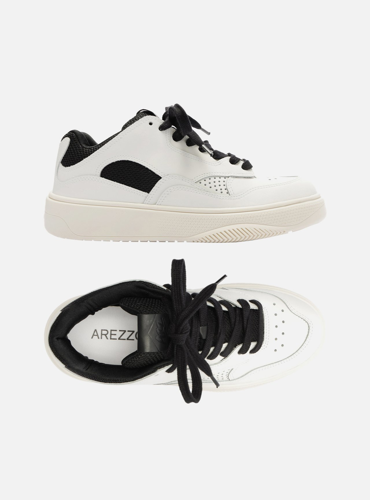 Tênis Branco Preto Arezzo Couro Amarração Street | ZZ MALL