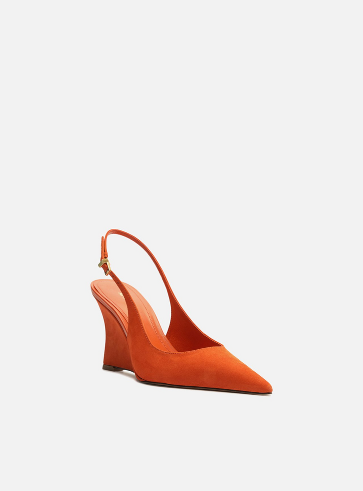 Scarpin Laranja Acamurçado Slingback Anabela