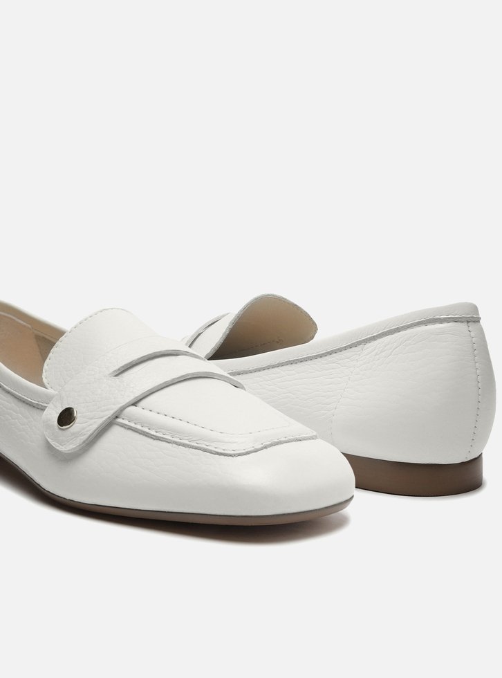 Loafer Branco Couro Bridão Switch com Troca de Bridão