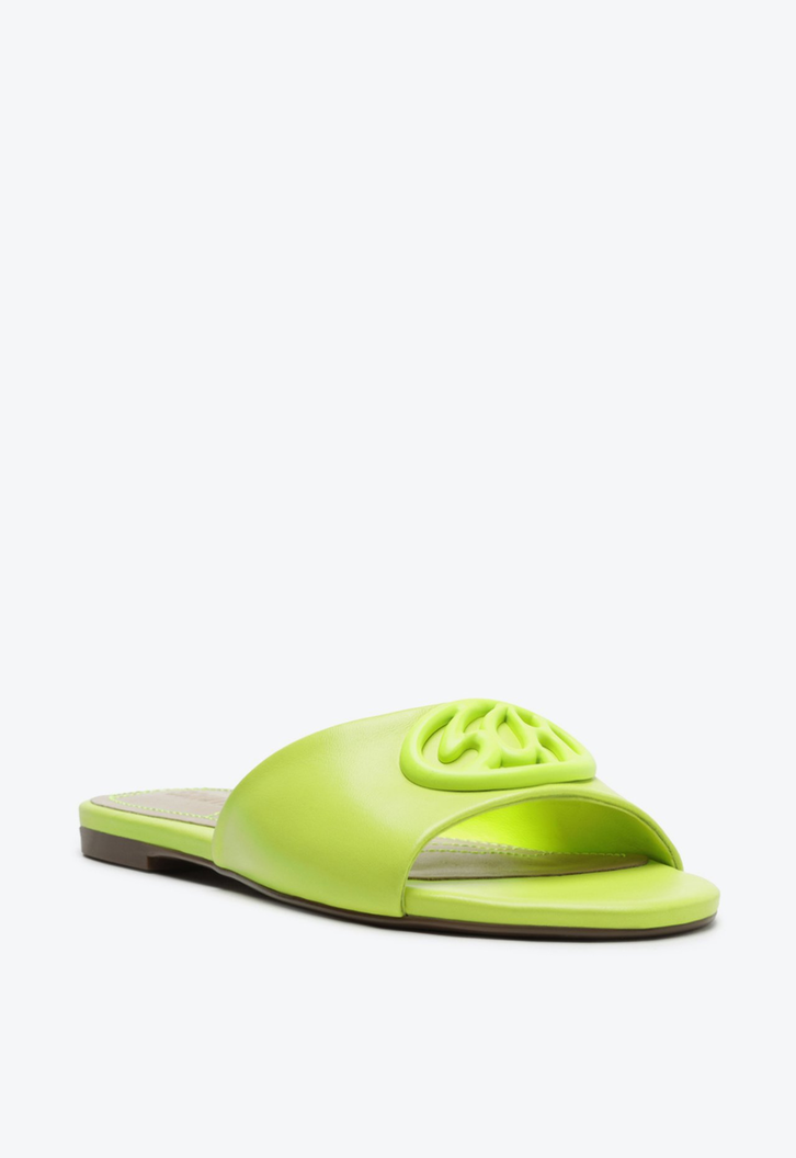 Sandália Mule Couro Verde Neon