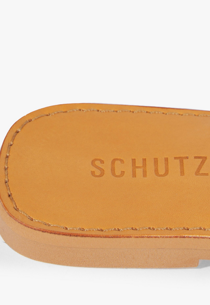 Sandália Rasteira X Schutz Logo Amarela