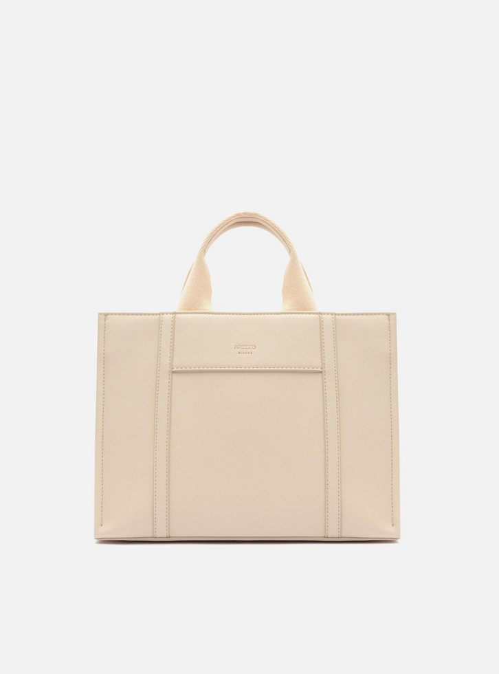Bolsa Tote Off White Média Bolso Frontal