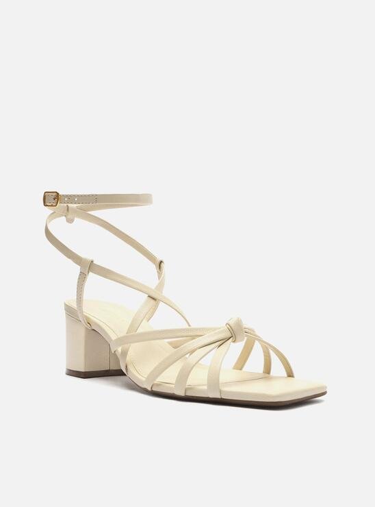 SANDÁLIA OFF-WHITE AREZZO BLOCO BICO QUADRADO TIRAS NÓ