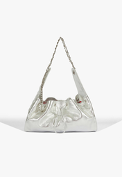 Bolsa Prateada Schutz Shoulder Elvie Couro