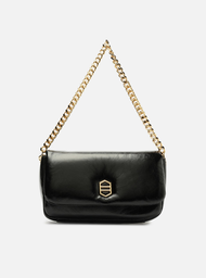 Bolsa Tiracolo Preta Couro Média Puffer