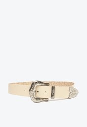 Cinto Western Off-white Arezzo Couro Fivela