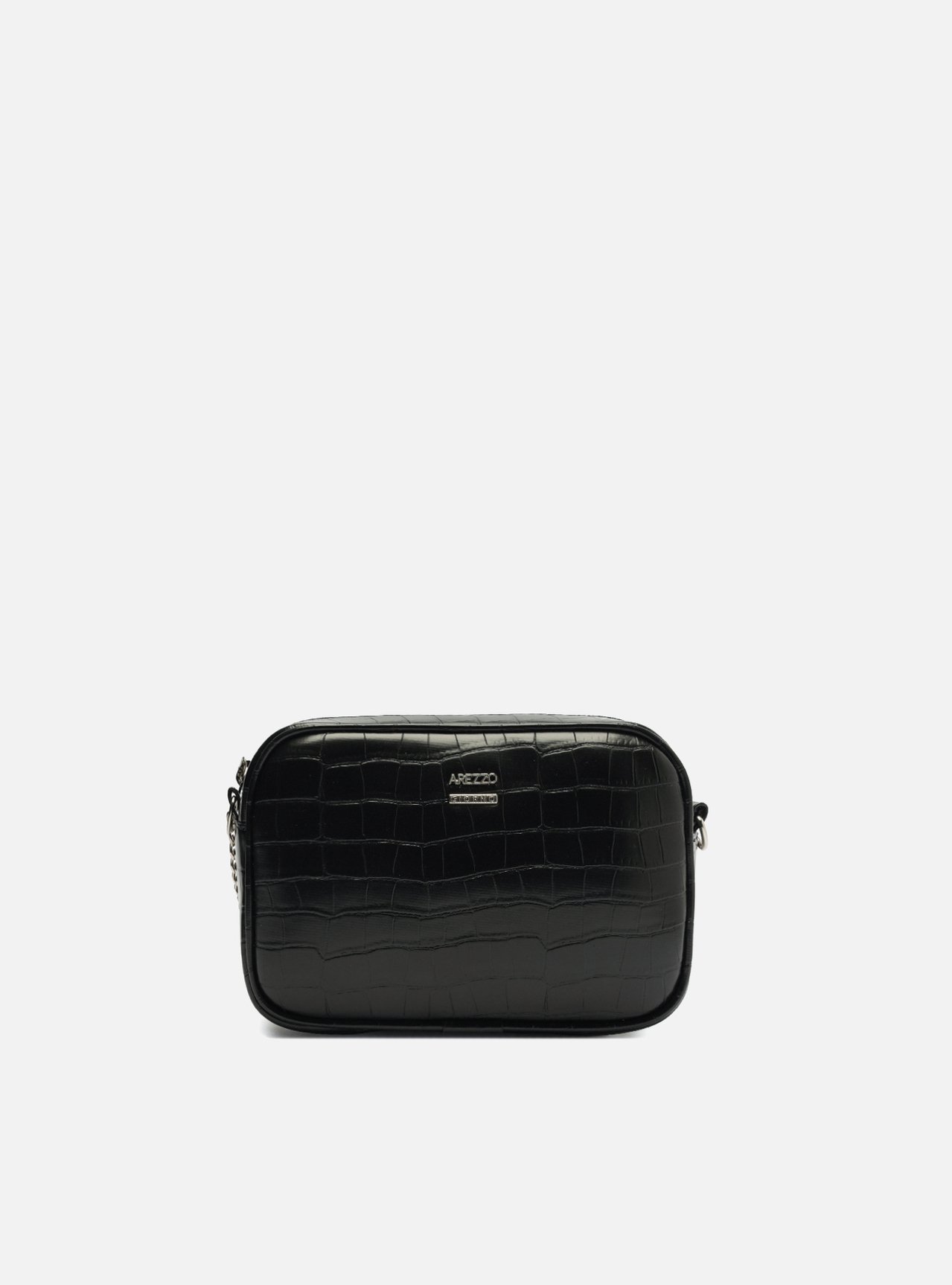 Bolsa Tiracolo Preta Arezzo Croco Pequena | ZZ MALL