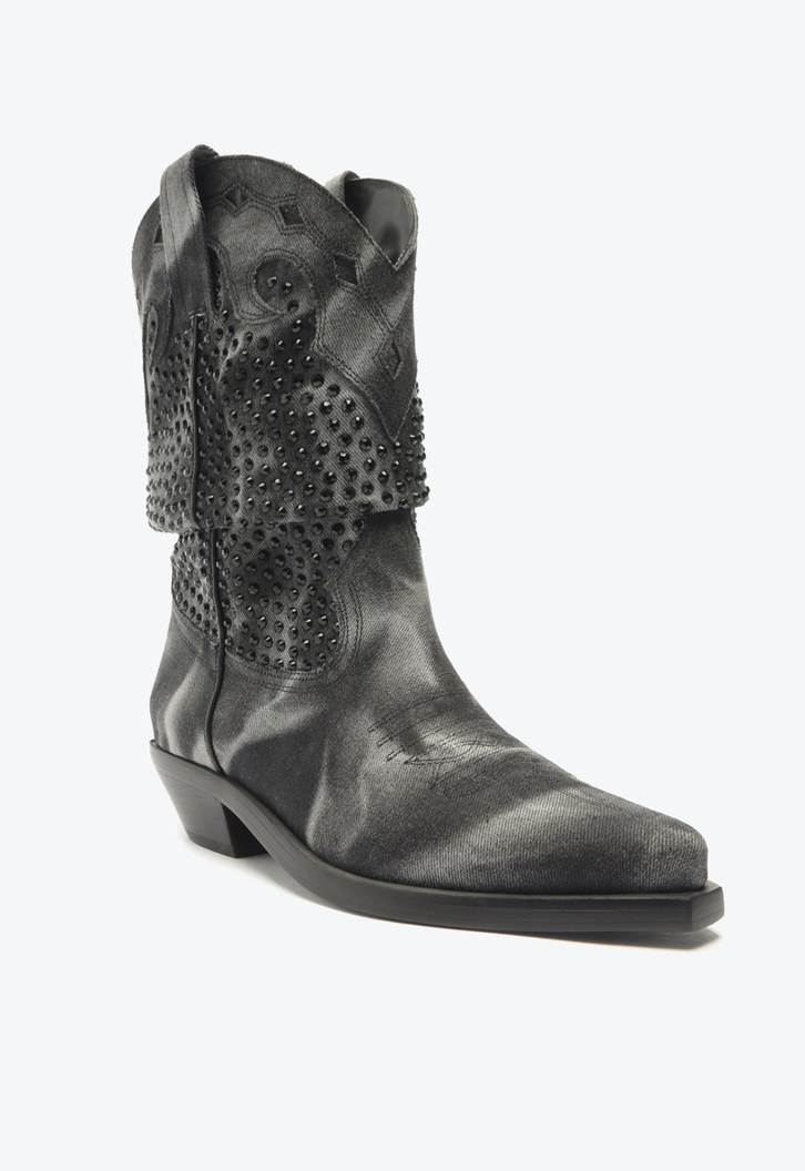 Bota Western Jeans Preta