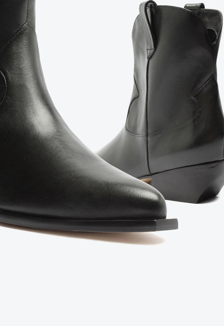 Bota Western Preta Arezzo Couro Cano Curto