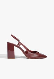 Sapato Scarpin Slingback Salto Bloco Alto Preto