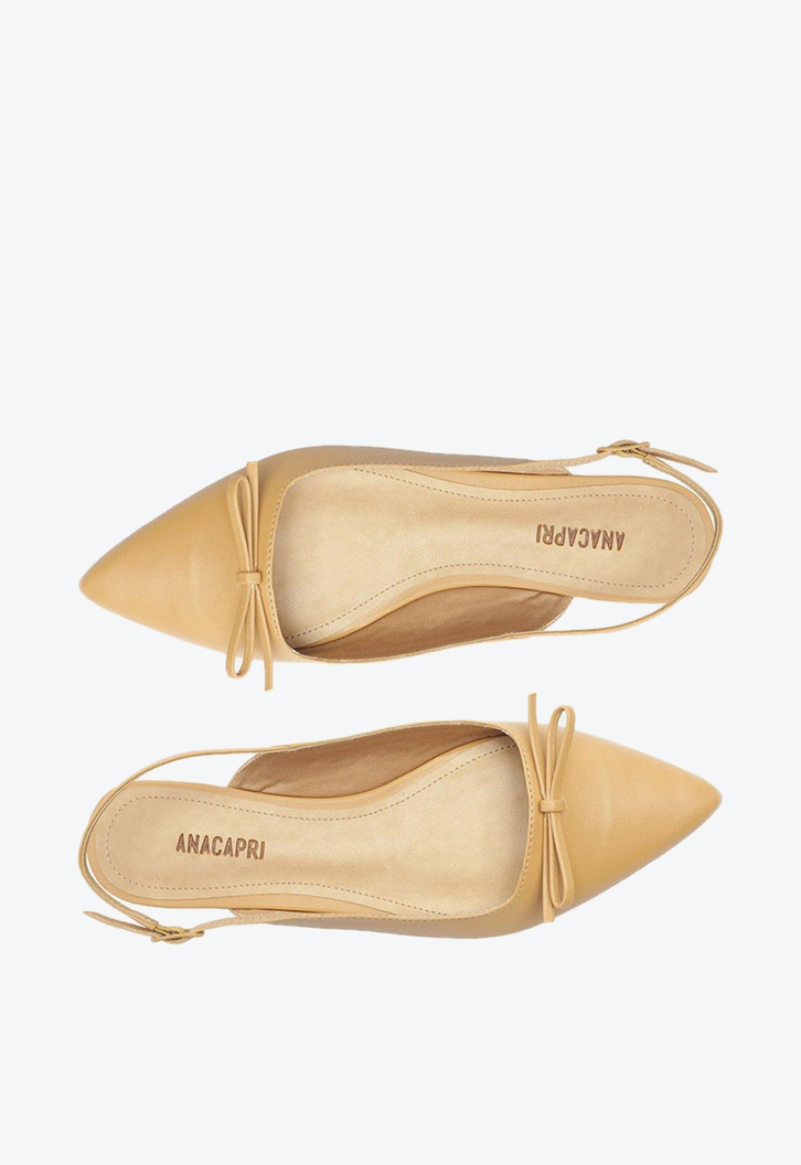 Sapatilha Nude Anacapri Slingback Bico Fino Laço