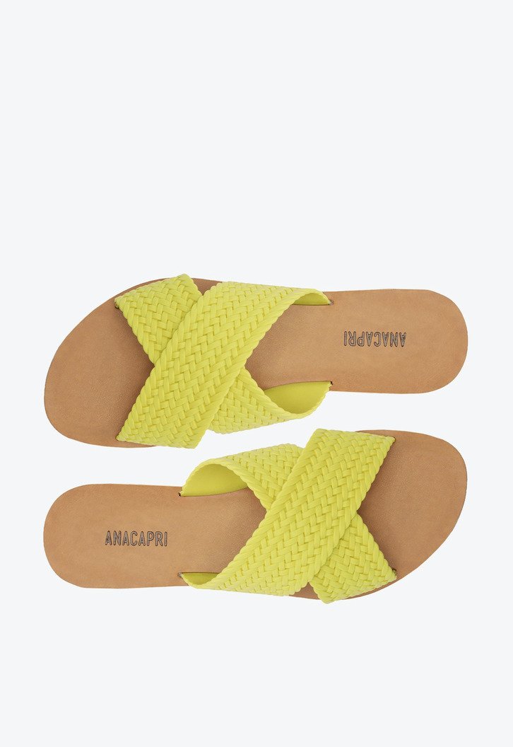 Rasteira Tiras Cruzadas Trançada Verde