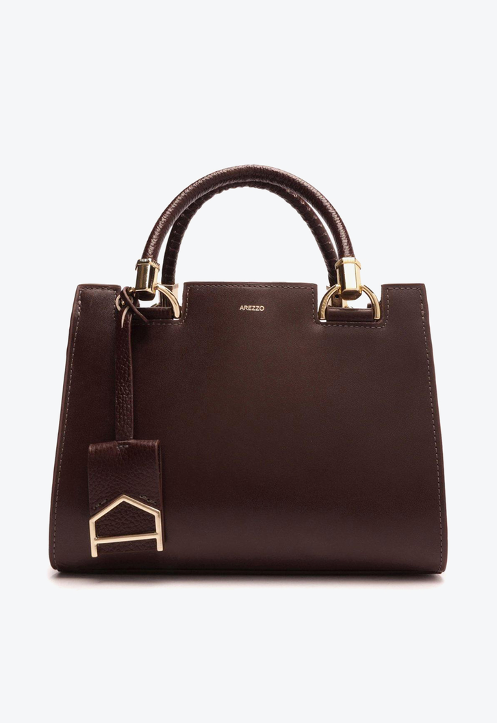Bolsa Tote Vinho Arezzo Couro Abraccio Média