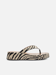 Tamanco Flatform Animal Print Arezzo Thong