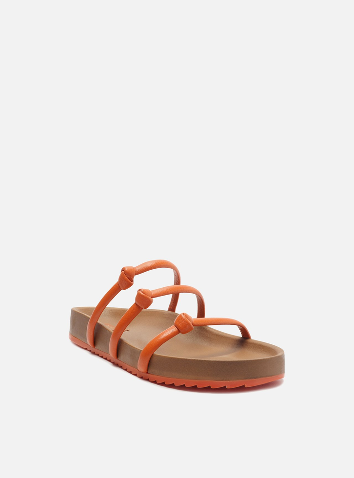 Sandália Papete Flatform Laranja Arezzo Tiras Nó