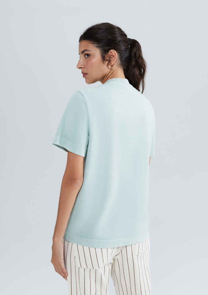 Blusa Verde Hering Feminina Manga Curta Em Malha Binada