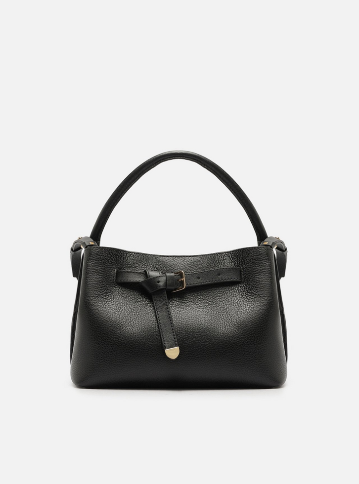 Bolsa Tote Preta Couro Média Fivela | ZZ MALL
