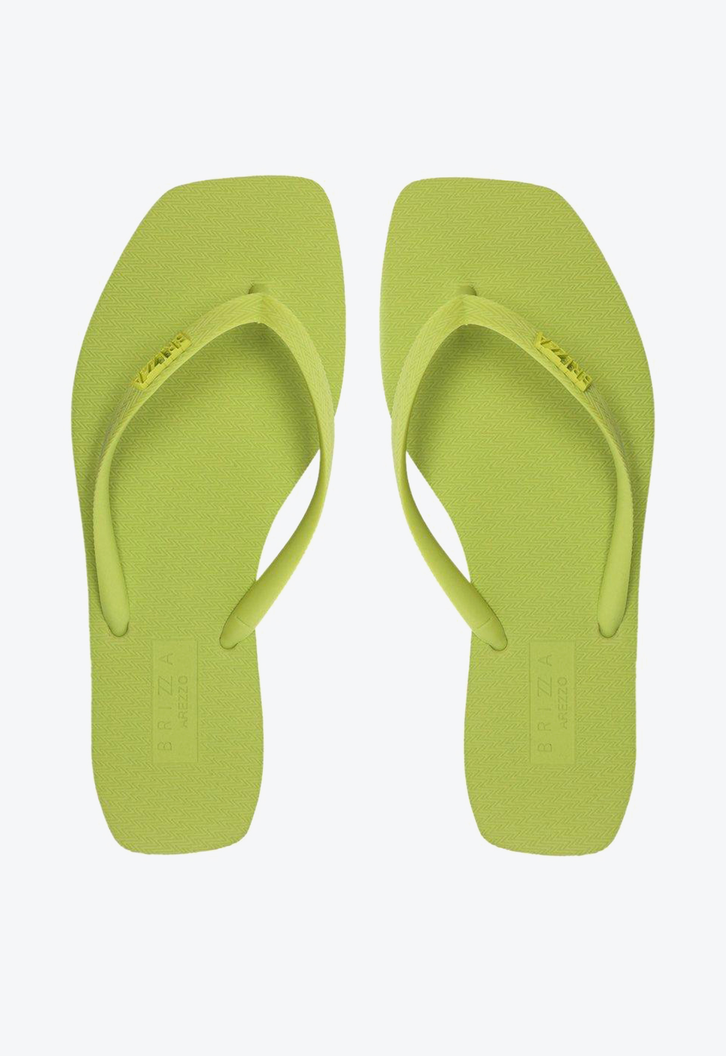Chinelo de Dedo Verde Bico Quadrado Tiras Brizza
