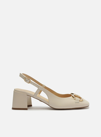 Scarpin Off-white Arezzo Couro Slingback Bridão | ZZ MALL