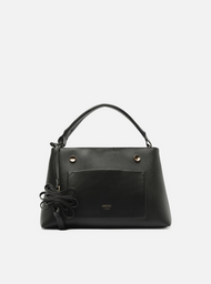 Bolsa Tote Preta Média Bolso Frontal Charm | ZZ MALL