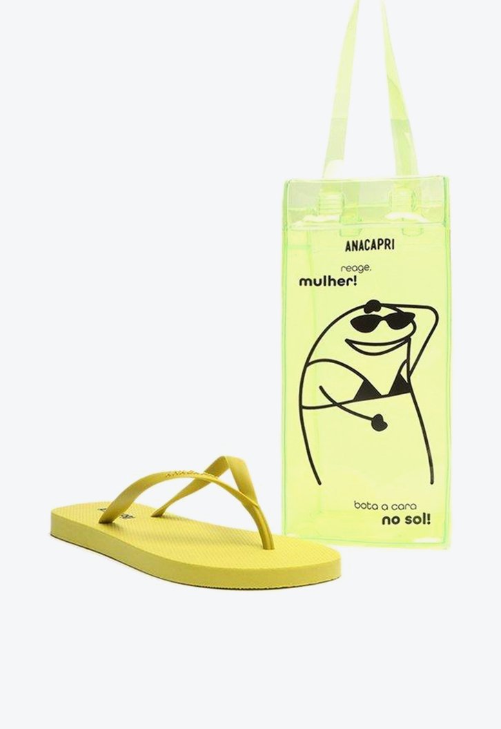 Kit Anacapri Chinelo Branco E Bolsa Verde Citron Flork