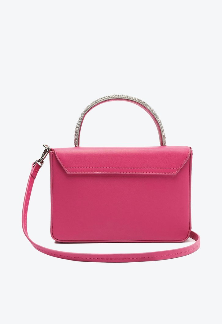 Bolsa Tiracolo Rosa Arezzo Couro Pequena Strass