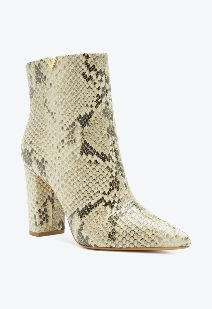 Bota Salto Bloco Couro Animal Print