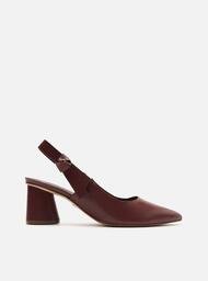 Scarpin Vermelho Arezzo Couro Bloco Slingback Laço