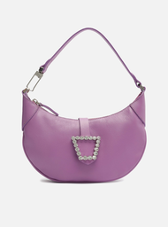 Bolsa Hobo Roxa Arezzo Couro Emily Pequena Pedraria