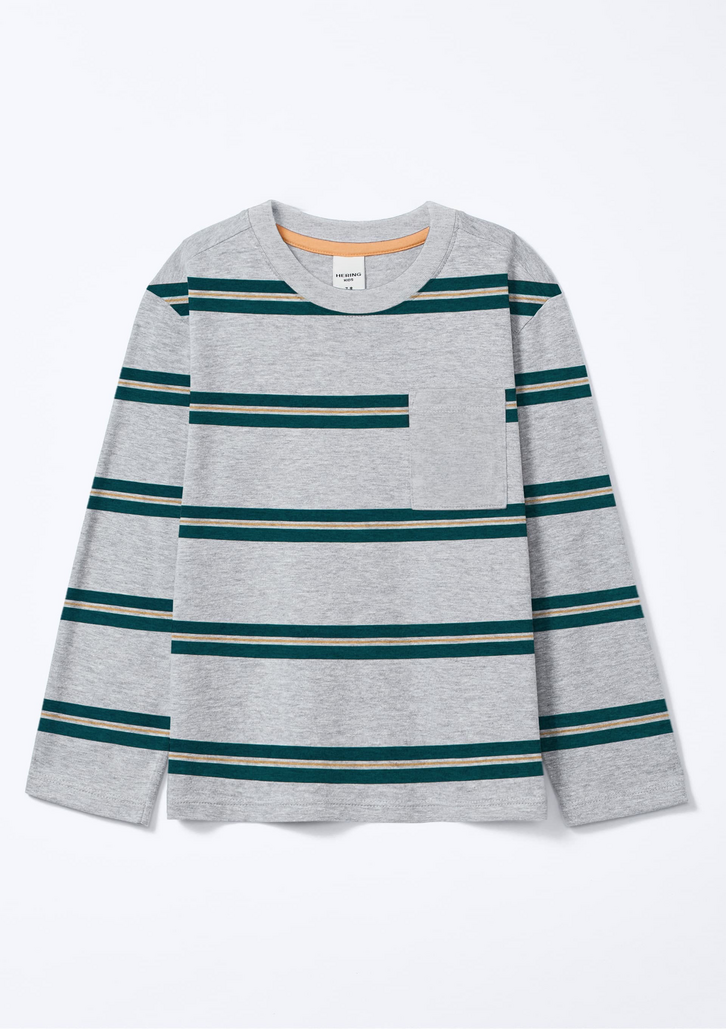 Camiseta Infantil Cinza Hering Menino Comfort Em Tecido Fio Tinto