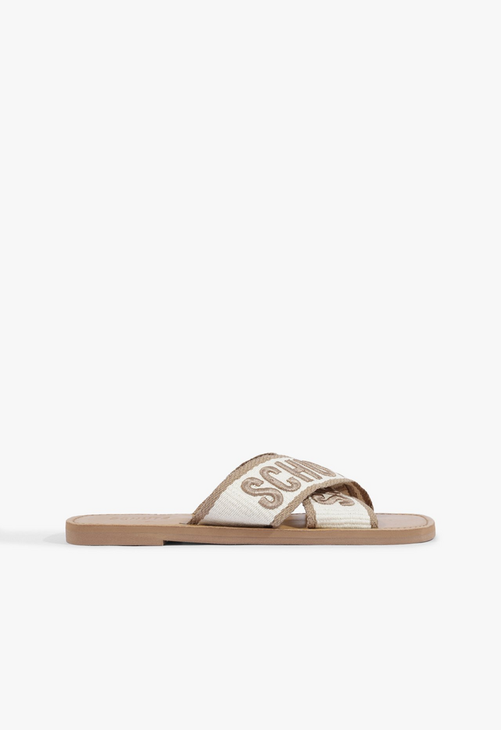 Sandália Rasteira X Schutz Logo Bege