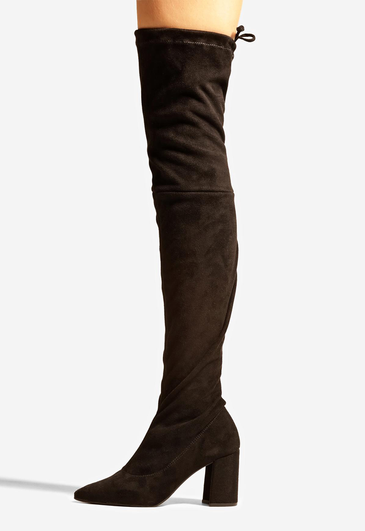 Bota Preta Arezzo Over The Knee Suede Bloco