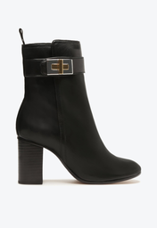 Bota Preta Schutz Salto Bloco Lucienne Couro Fivela