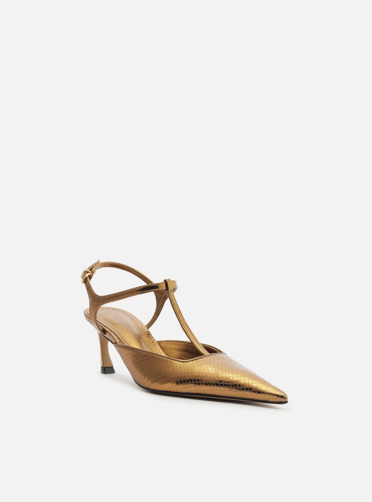 Scarpin Dourado Snake Salto Kitten Aberto Telma