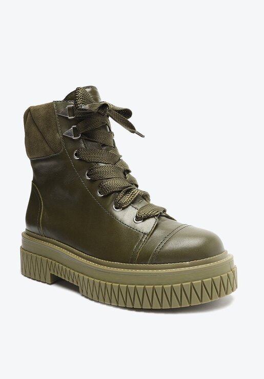 BOTA COTURNO VERDE SCHUTZ BOLD COURO