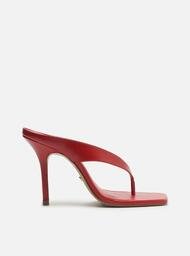 Tamanco Vermelho Arezzo Couro Salto Alto Thong