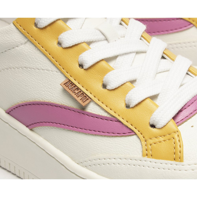 Tênis Flatform Branco Detalhe Colorido