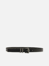 Cinto Preto Arezzo Couro Fivela Folk