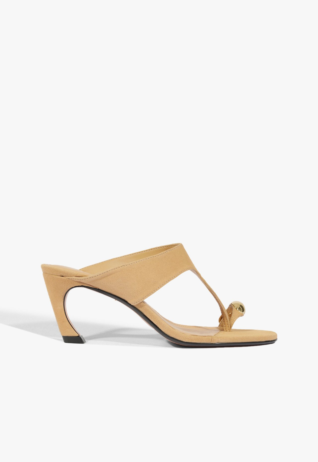 Sandália Mule Salto Maisie Nobuck Bege | ZZ MALL